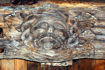 A green man in the roof of the nave May 2011